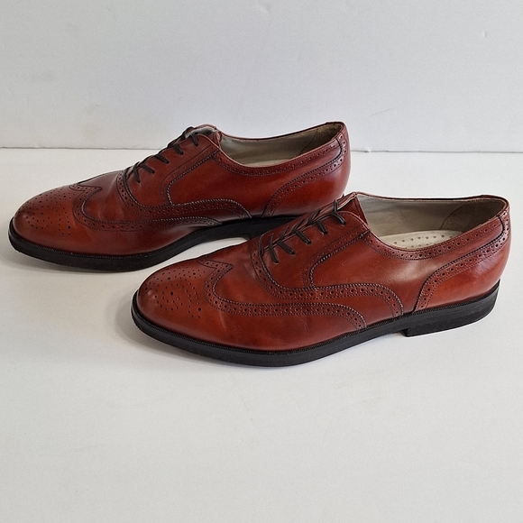 Rockport Brown Leather Wingtip Oxford Shoes with Brogue Detailing Size 13 - Picture 2 of 14